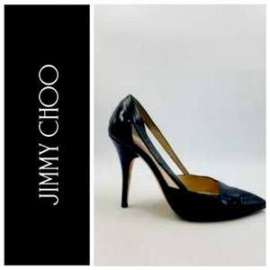 JIMMY CHOO | Black Leather Cap Toe Pumps| Size8 1/2 • It 38 1/2 |Authentic w COA